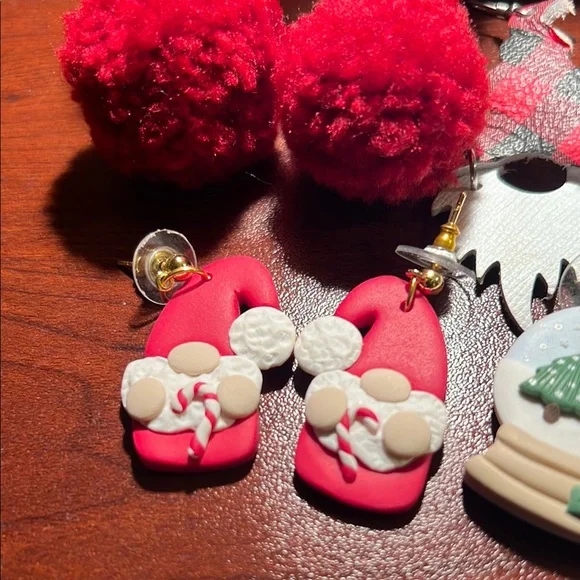 Christmas Earring Lot - Dangles Handmade Clay Light Weight and Fun - Picture 7 of 8